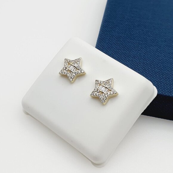 14K Gold Plated Cubic Zircon Earrings, INUS1BR147 - Picture 9 of 9